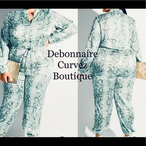 Aqua Snake Skin Jumpsuit